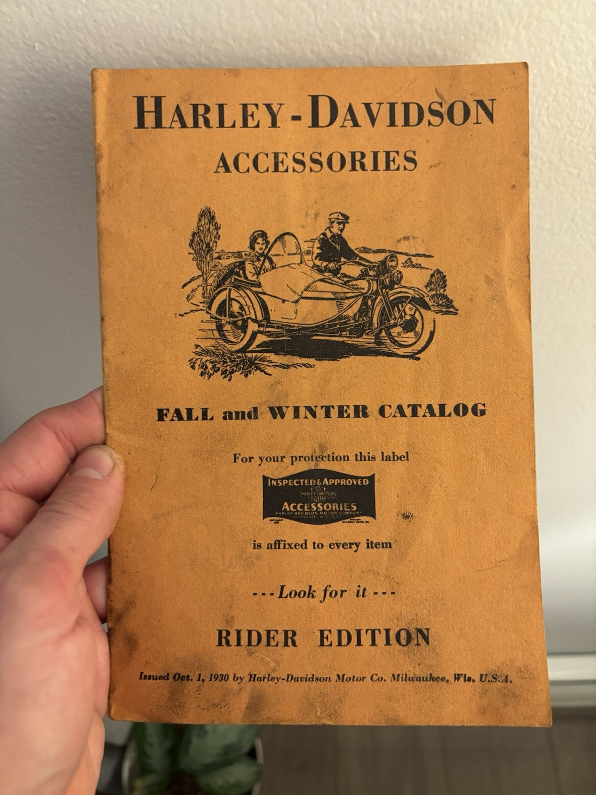 Harley Davidson Fall Winter Accessories Catalog OEM.  1930. VL JD Flathead Vint