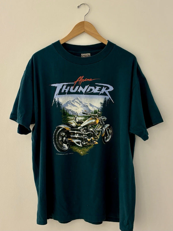 Vintage Alpine Thunder Motorcycle T-shirt Xl