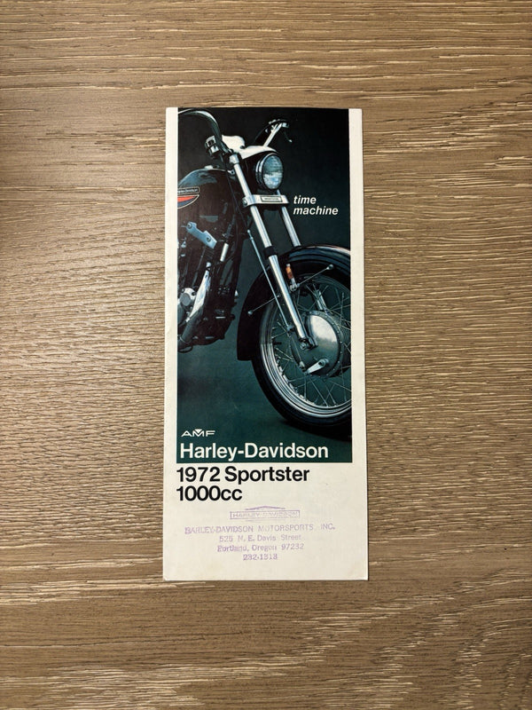 1972 Sportster Xl Xlch Ironhead Brochure 8.5” X 3.5” Harley Davidson