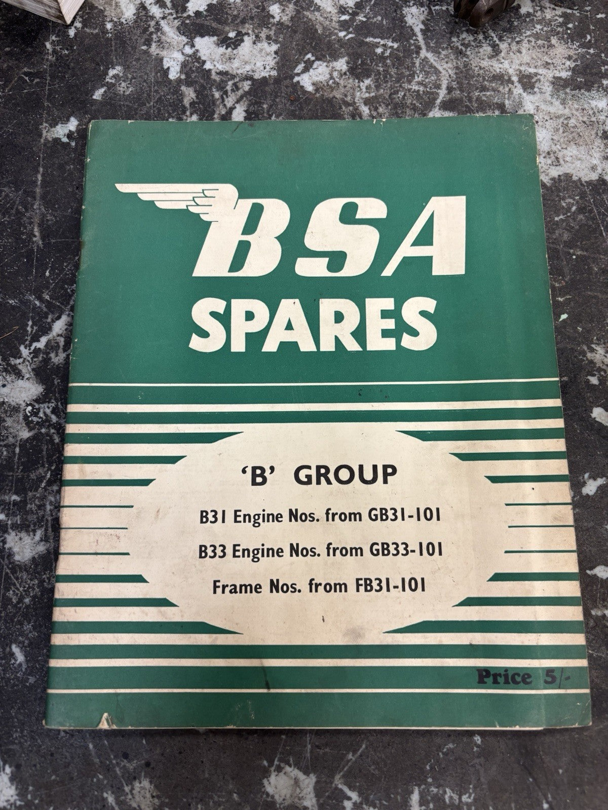 Original BSA Dealer Spare Parts Catalog Book List B Group