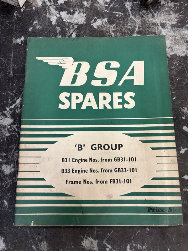 Original BSA Dealer Spare Parts Catalog Book List B Group