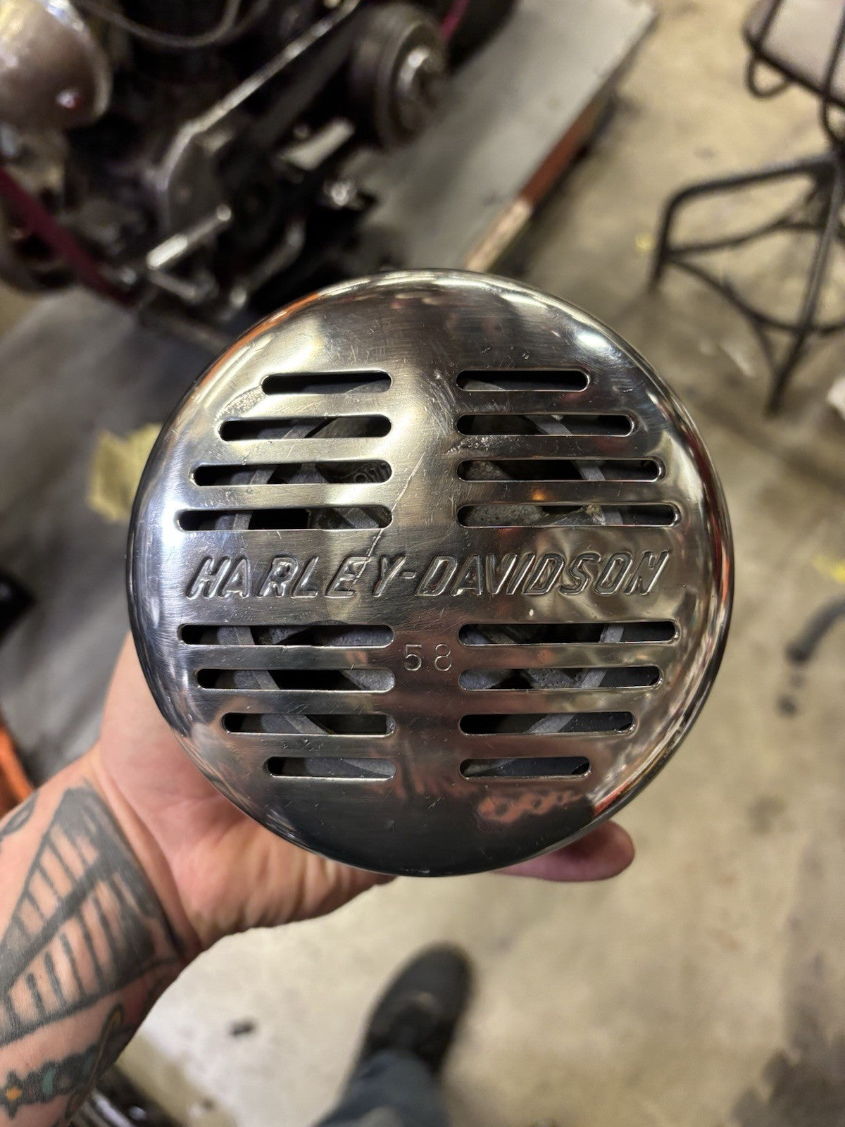 Vintage Harley Davidson Motorcycle Police Siren 58 Panhead Knucklehead 45” Servi