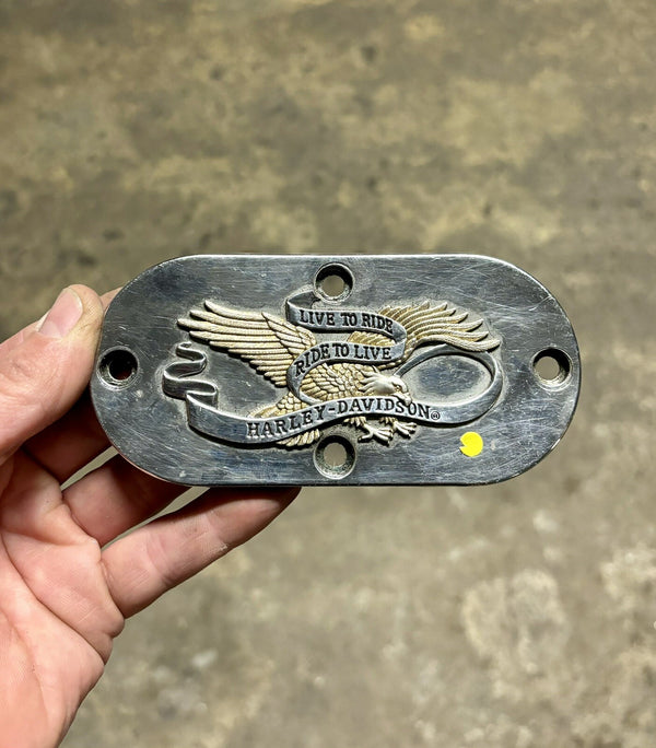 HARLEY-DAVIDSON LIVE TO RIDE - RIDE TO LIVE CHROME GOLD CHAIN INSPECTION COVER